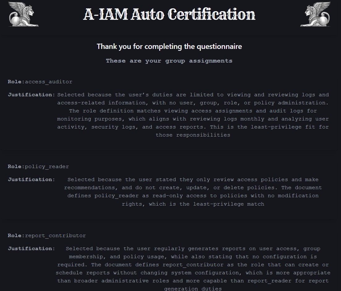 Access Review Results Screen